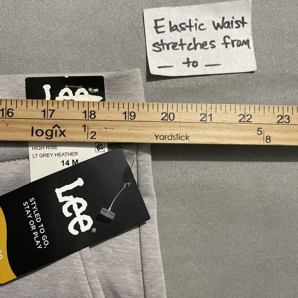 LEE Soft Knit Pants Size 14 Gray High Rise Wide Leg Pull On Lagenlook Comfort - Picture 11 of 15